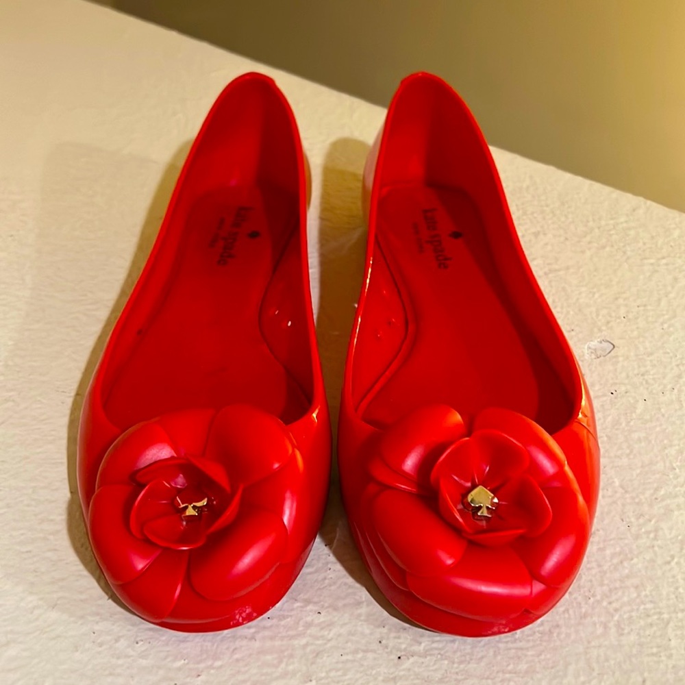 Kate Spade Red Rose Jade Jelly Ballet Flats . Size 9